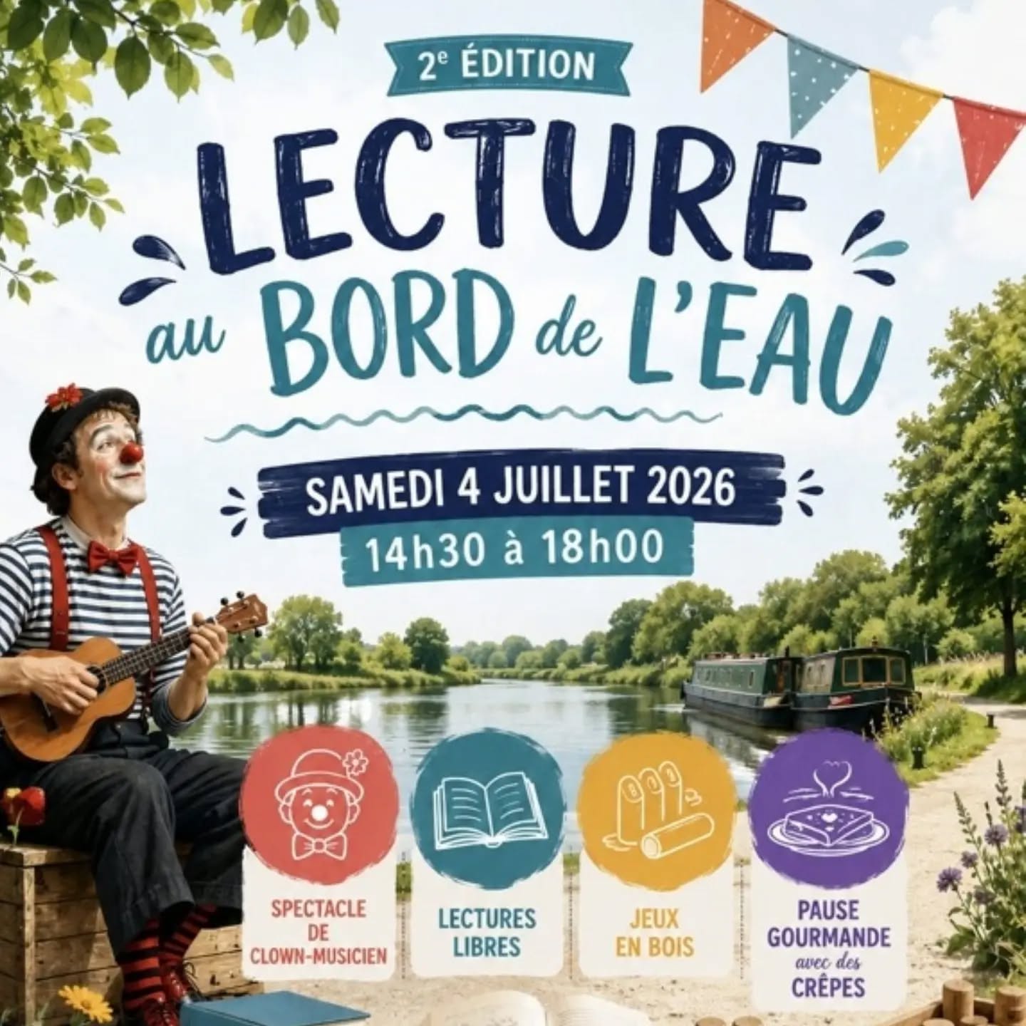 affiche lecture au bord de l'eau